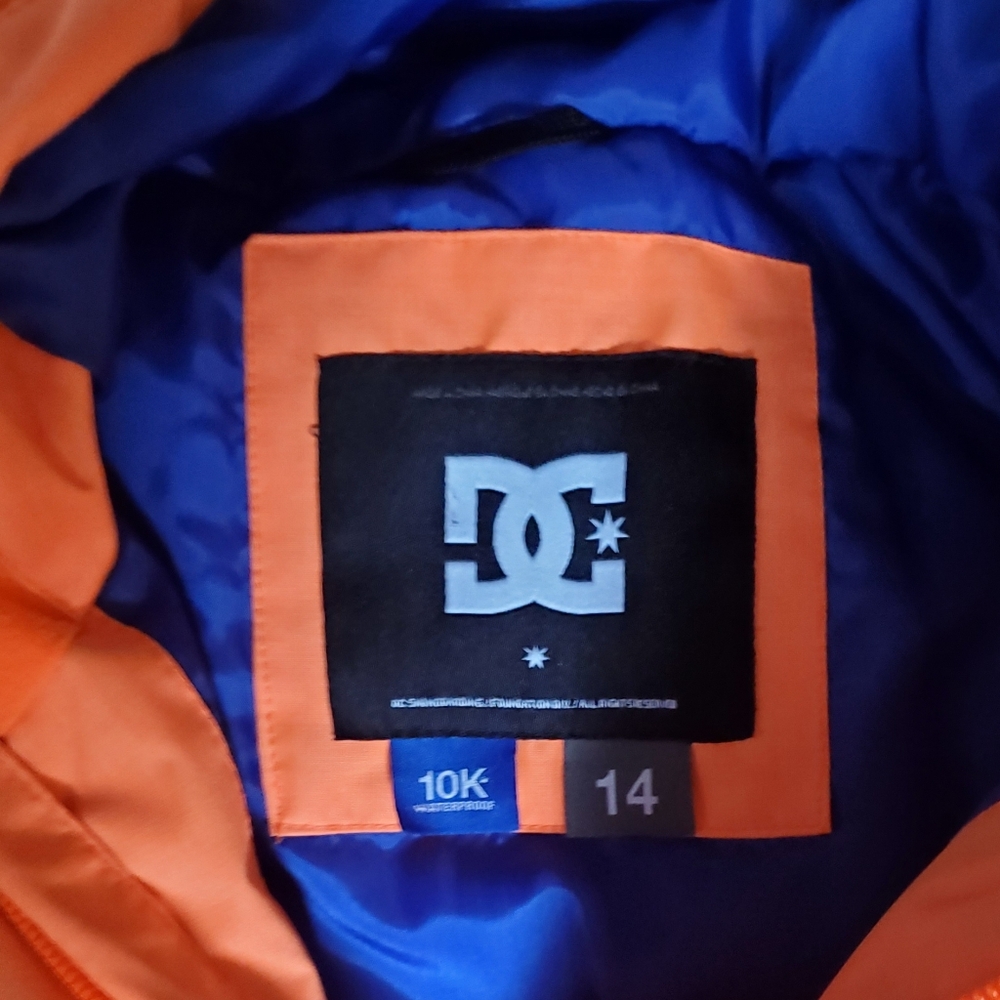 DC 10K Waterproof Snowboarding Boarding Vibrant Orange and Blue Winter Jacket 14 - Picture 3 of 5